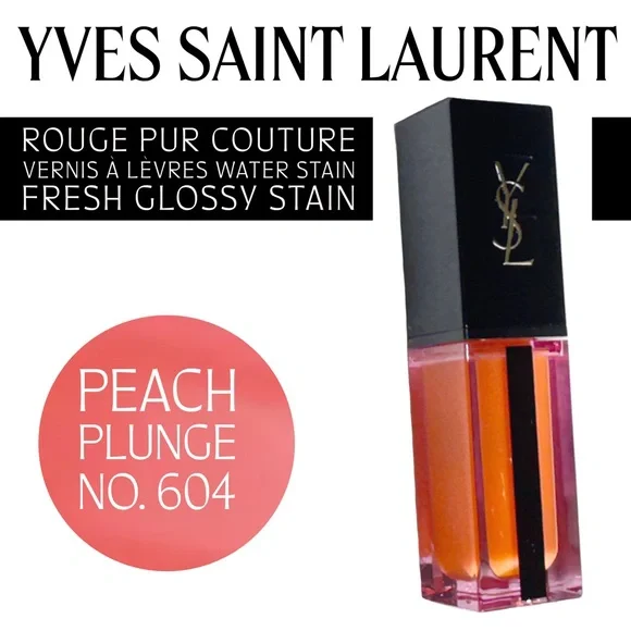Yves Saint Laurent 🆕 Vernis à Lèvres Water Stain • Peach Plunge, No. 604 • NEW - Picture 3 of 17